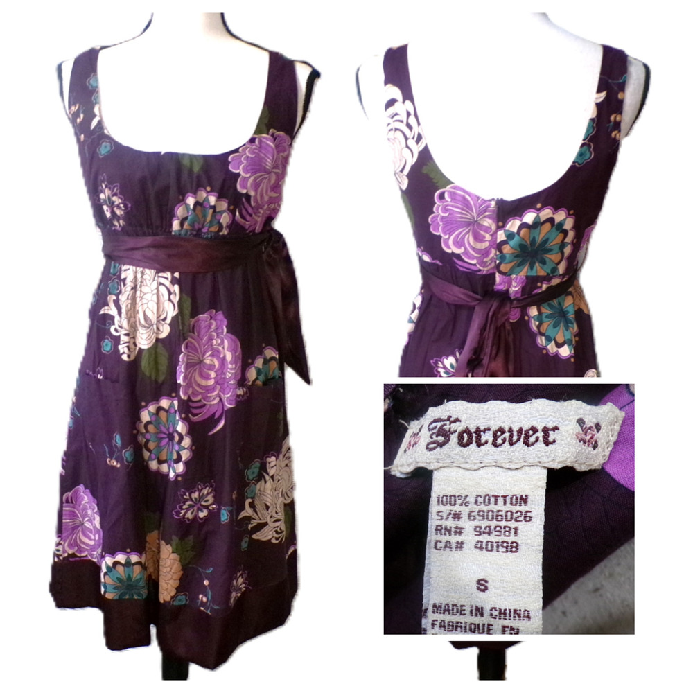 Y2k‎ Forever 21 Babydoll Dress S Purple Floral Fairy Whimsigoth 90's fairygoth